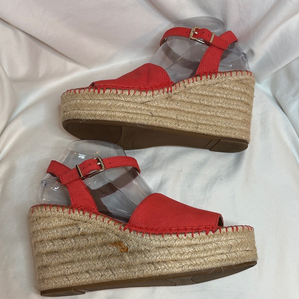 Franco Sarto Tamara Red Wedge Espadrille Sandals Size 8 - Picture 4 of 10